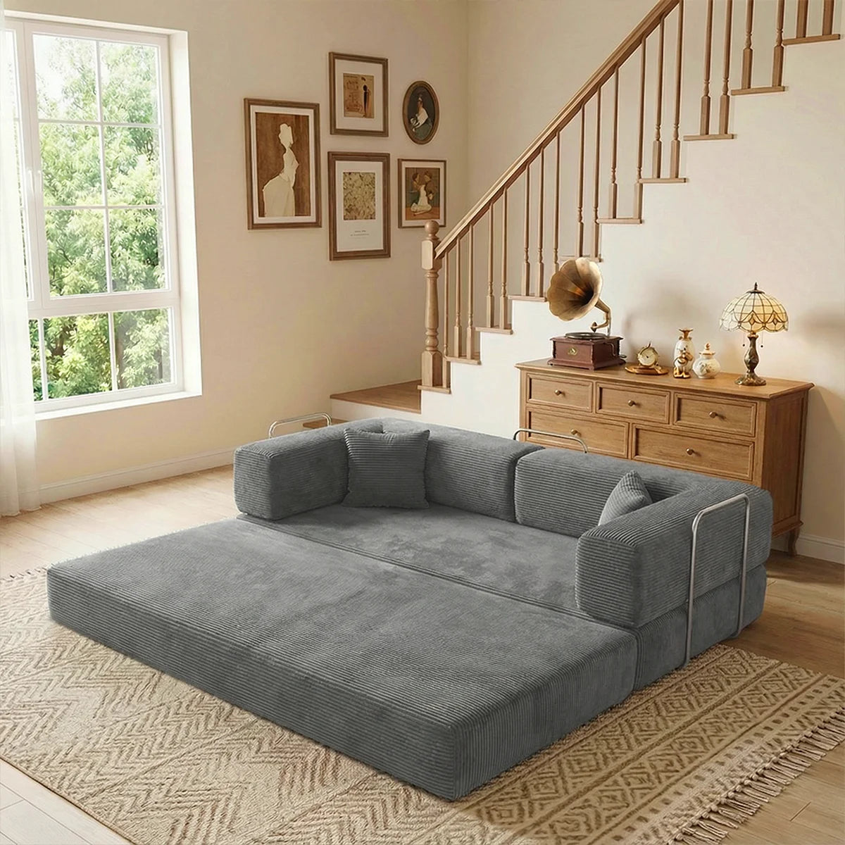 YQzyphyna Futon Sofa Bed 4 In 1 Convertible Couch For Living Room