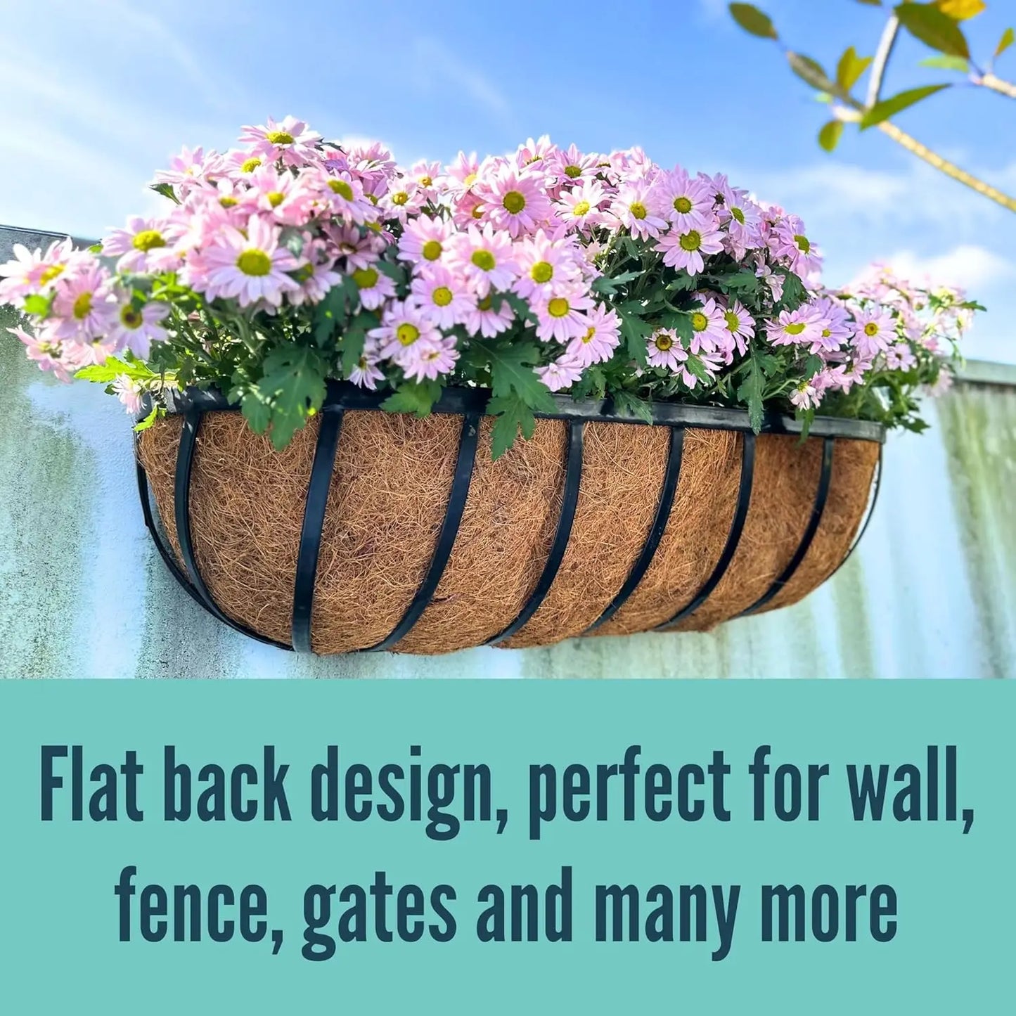 2 Pack Metal Window Box Planters For Outdoor Wall Hanging