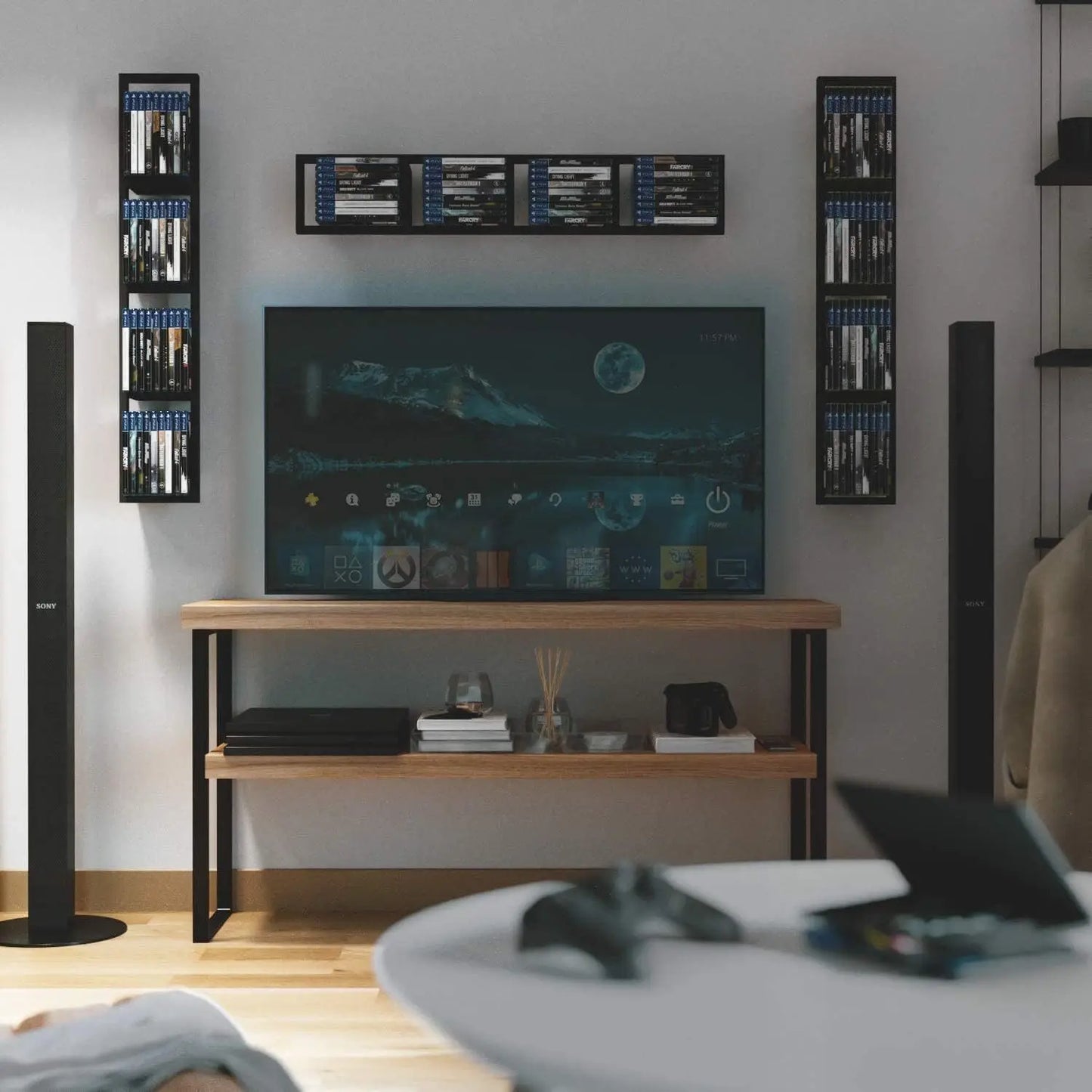 Wall Mounted CD DVD Rack Organizer 5 Piece Media Storage For Books