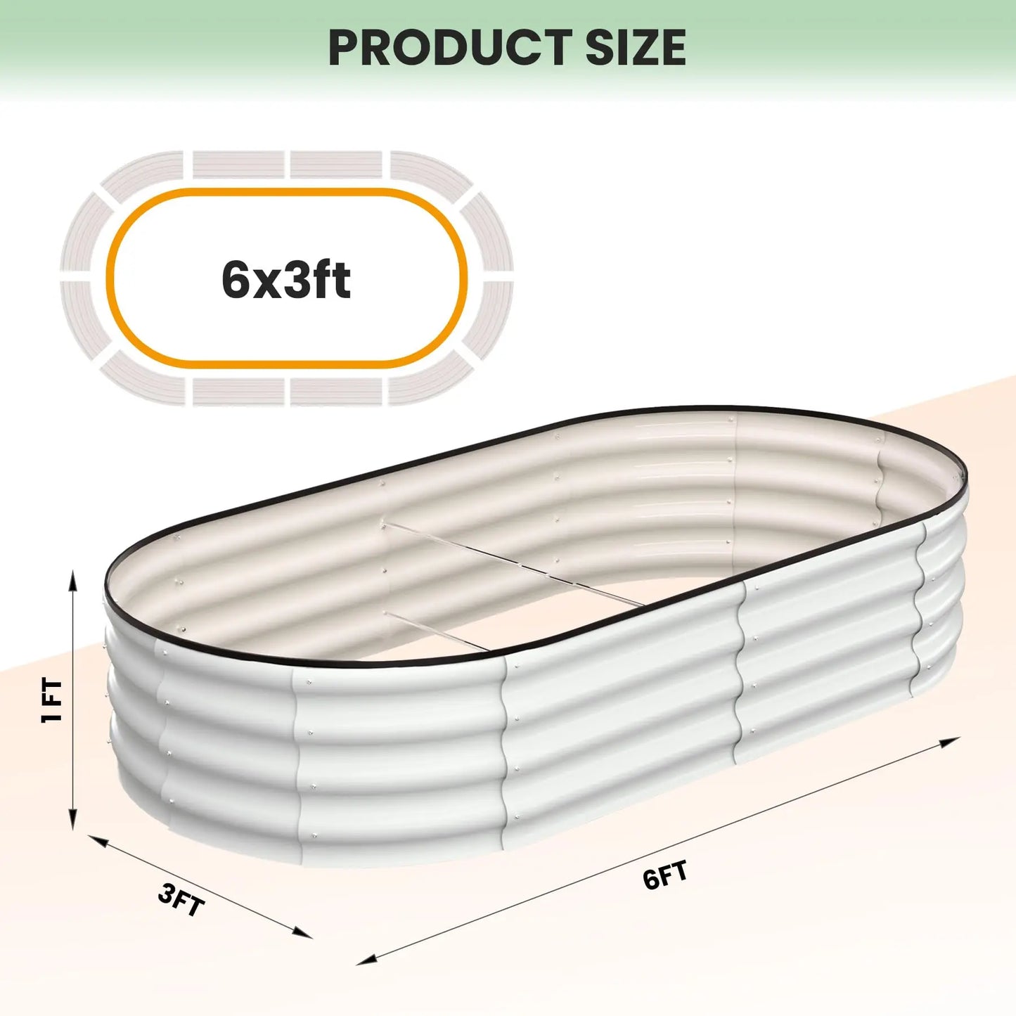 HiMISS 2 Pack Oval Galvanized Steel Raised Garden Bed Planter