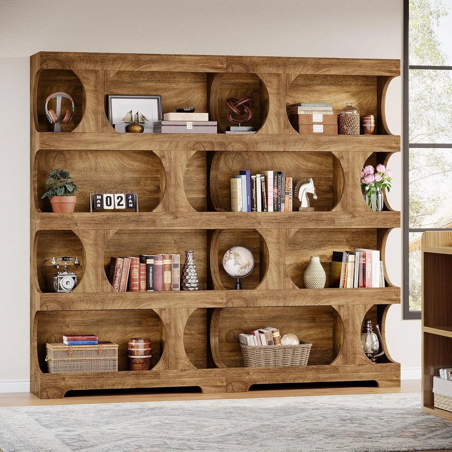 Little Tree Modern Asymmetrical Bookshelf Freestanding Display Shelf Home Office