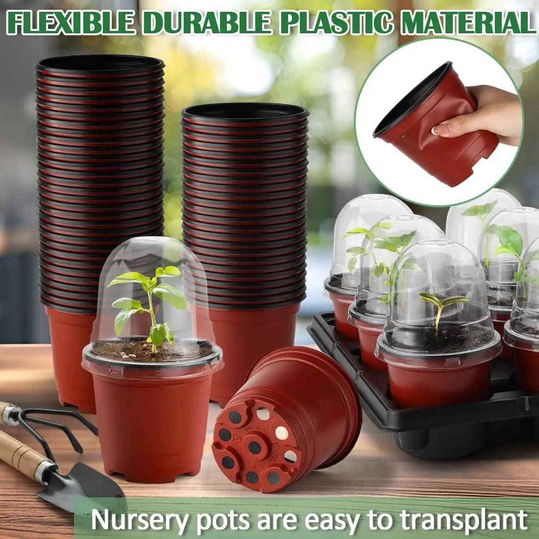 Nursery Pots With Humidity Domes And Seedling Trays