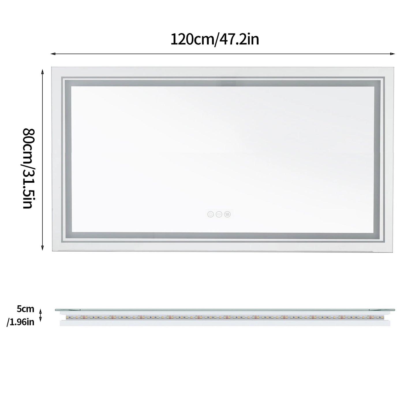LED Bathroom Vanity Mirror With Front And Backlit Lighting Wall Mounted