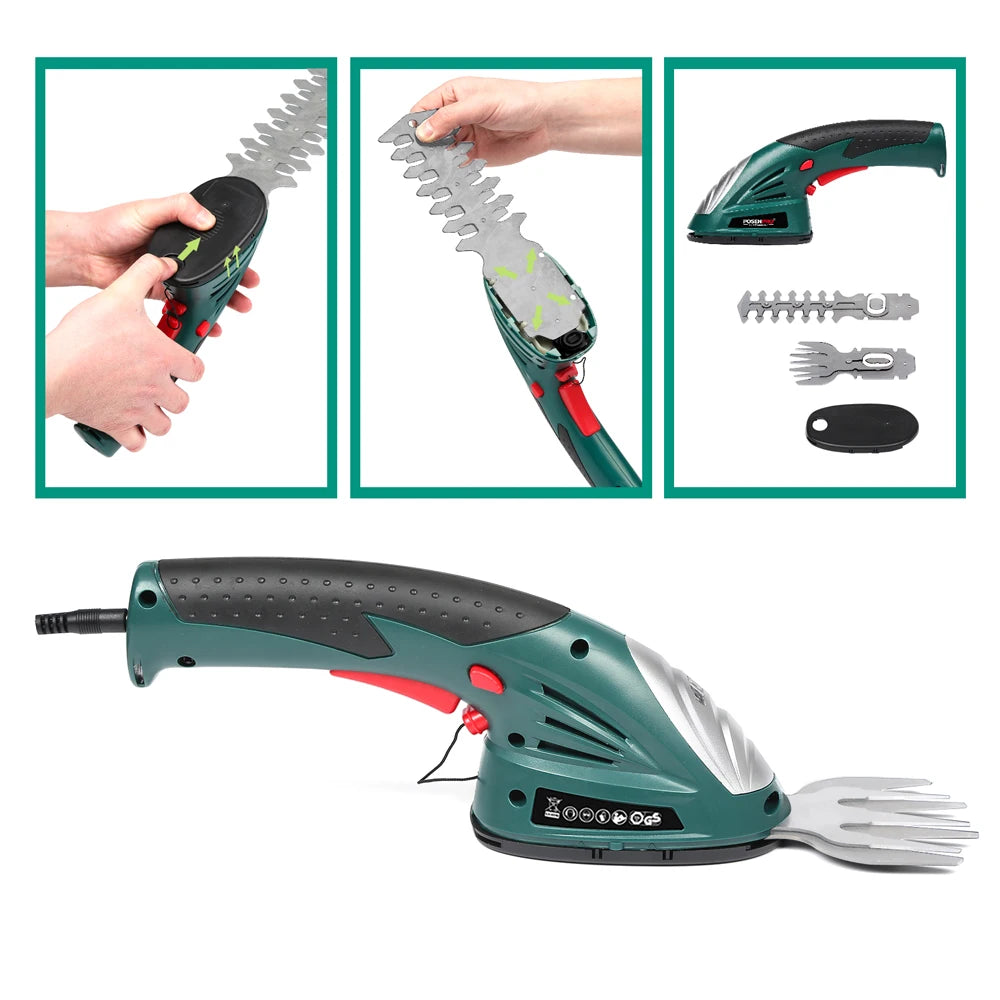Posenpro Cordless 7.2V Hedge and Grass Trimmer 2 In 1