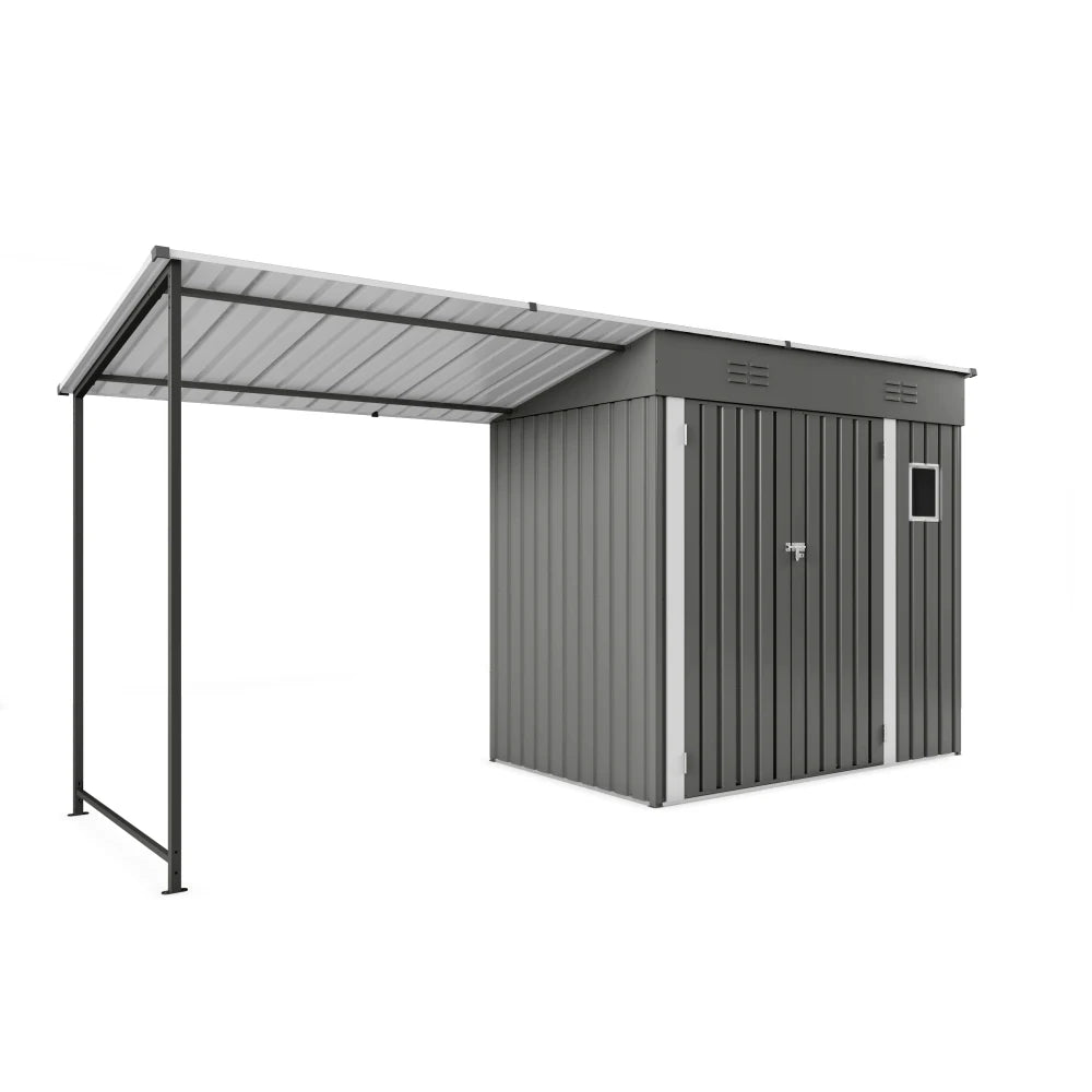 Metal Lean To Shed With Open Sided Pergola And Gazebo