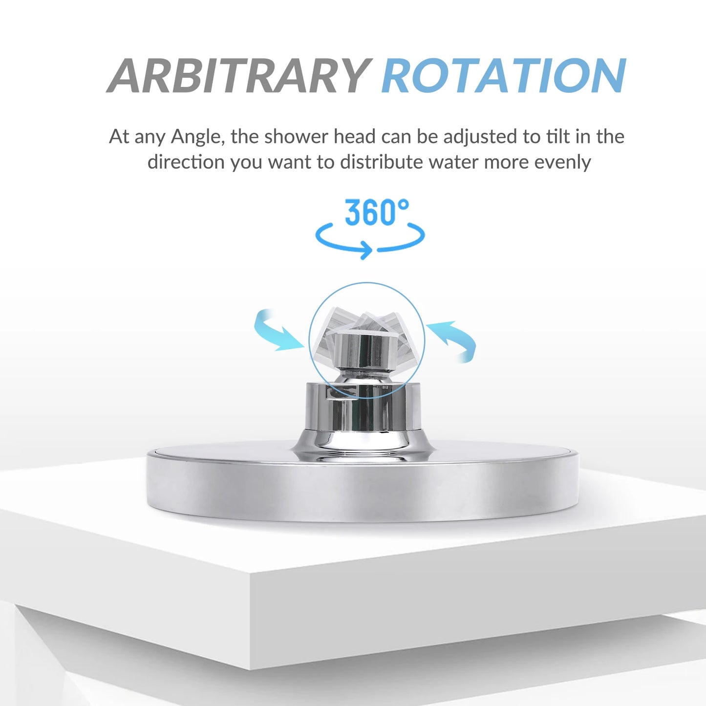 High Pressure Rain Shower Head Stainless Steel Wall Mount Adjustable