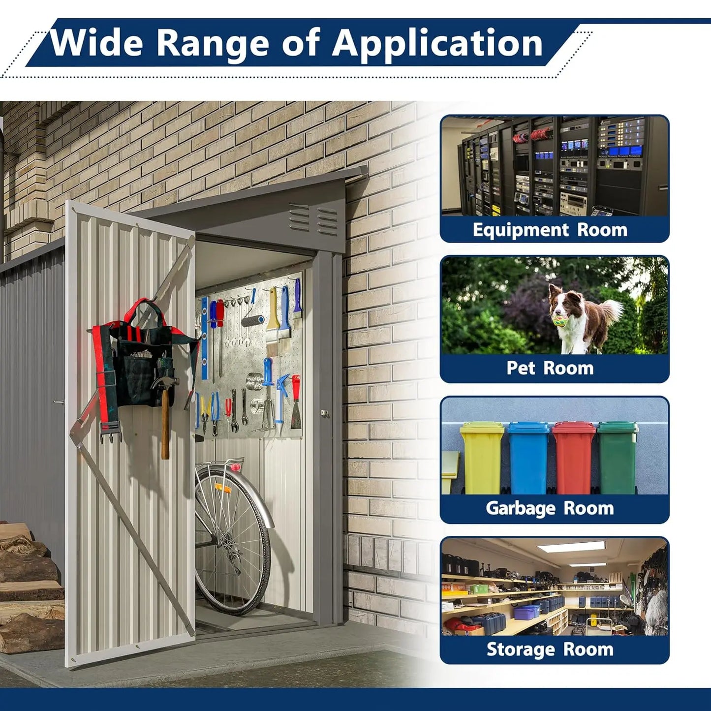Metal Lean-To Storage Shed For Outdoor Garden Patio