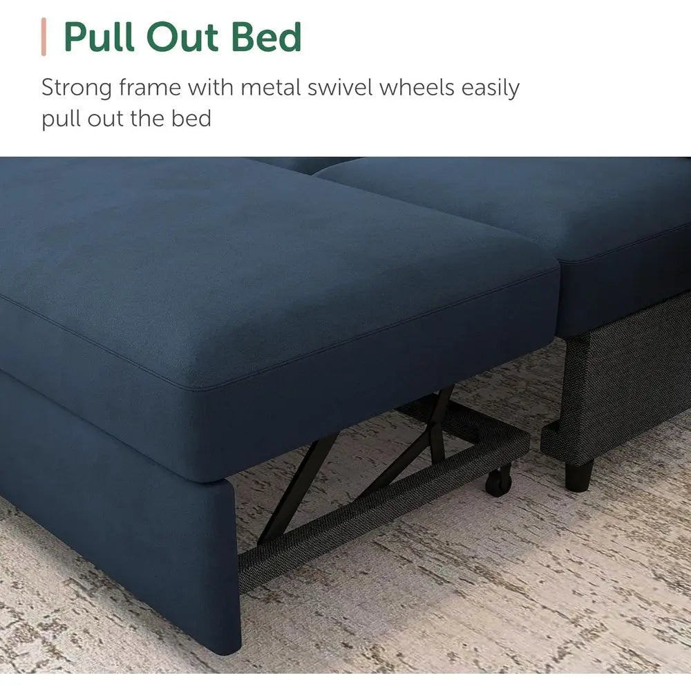 U Shaped Sectional Sleeper Sofa With Storage And Chaise