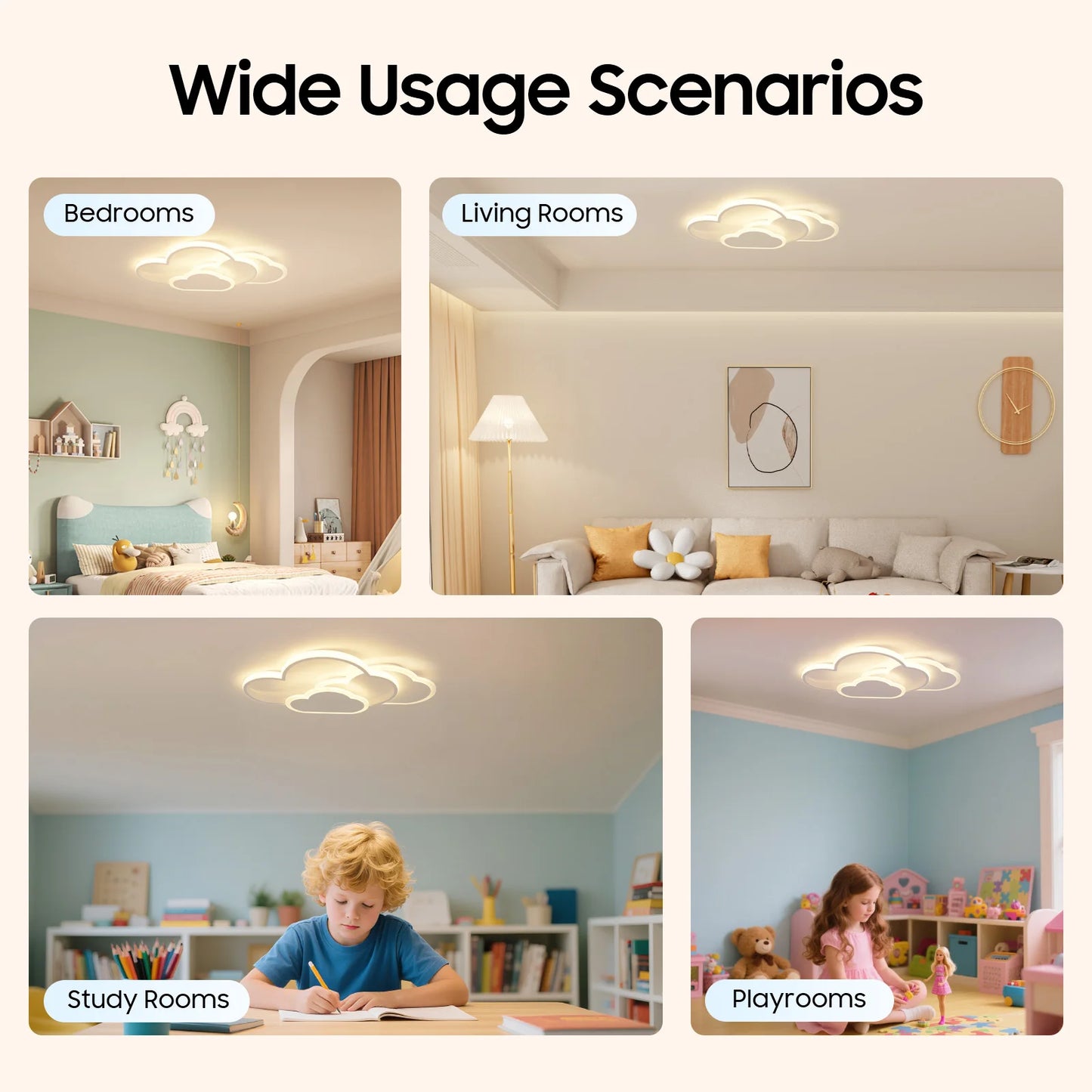 Cloud Shape LED Ceiling Light Fixture Three Temperature Modes