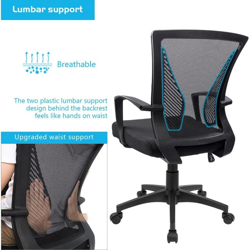 Office Chair Ergonomic Mesh Chair With Lumbar Support And Armrests