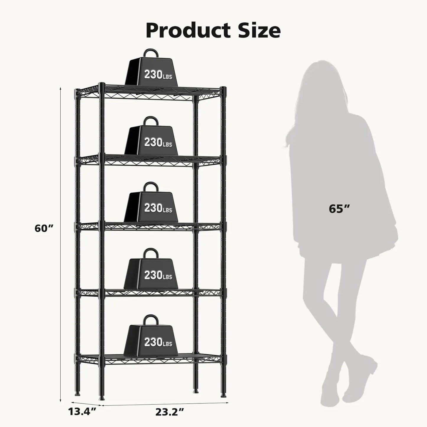 JHK Three To Five Tier Metal Wire Storage Shelves Adjustable
