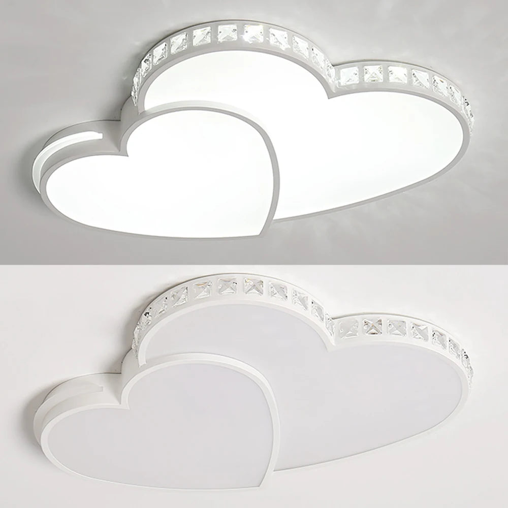 Heart Shaped Crystal LED Ceiling Light Flush Mount For Kids