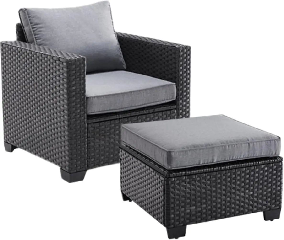 Patio Sectional Sofa Set With Ottoman Outdoor Stain Resistant Fabric