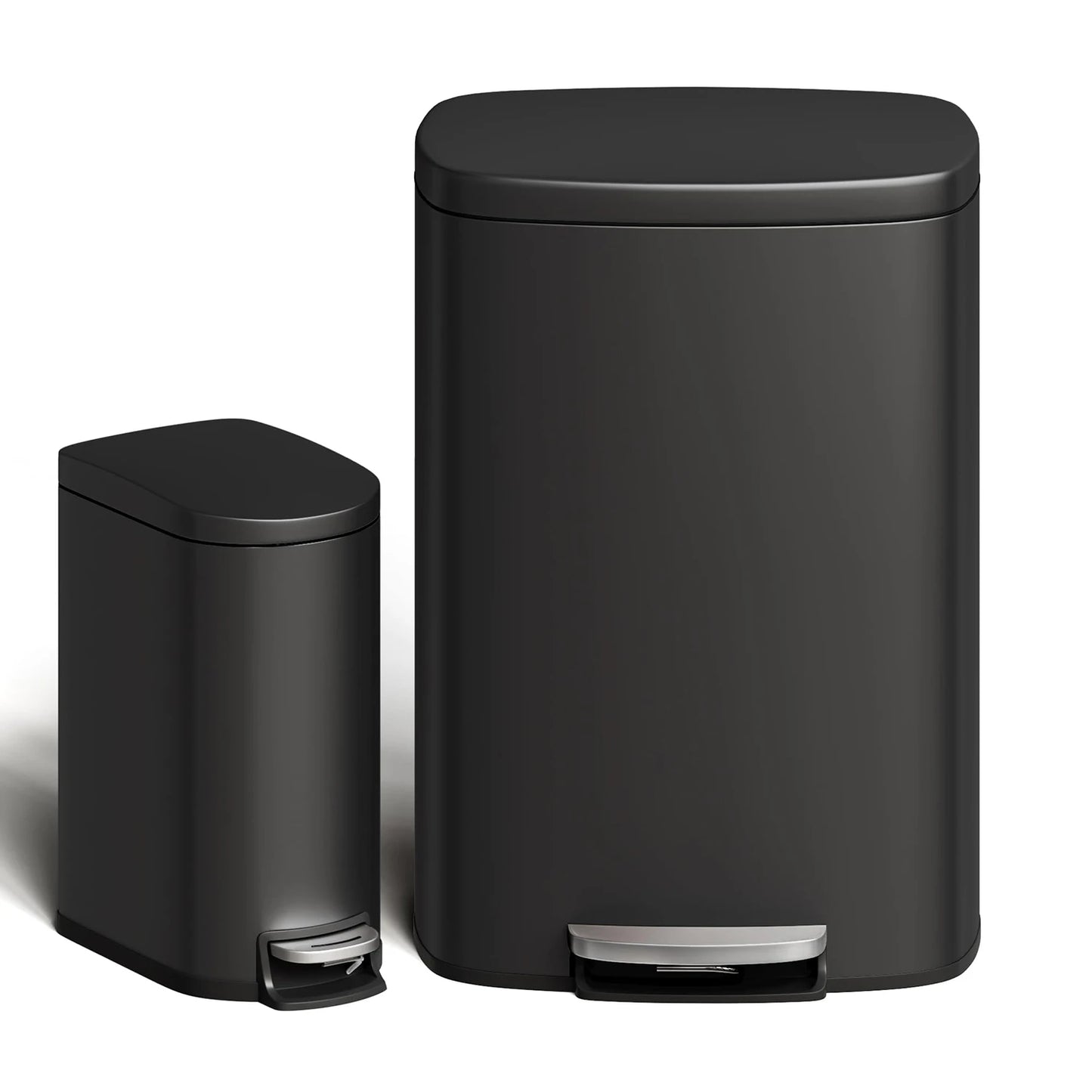 TWISTER.CKCN Stainless Steel StepOn Trash Can Combo Set