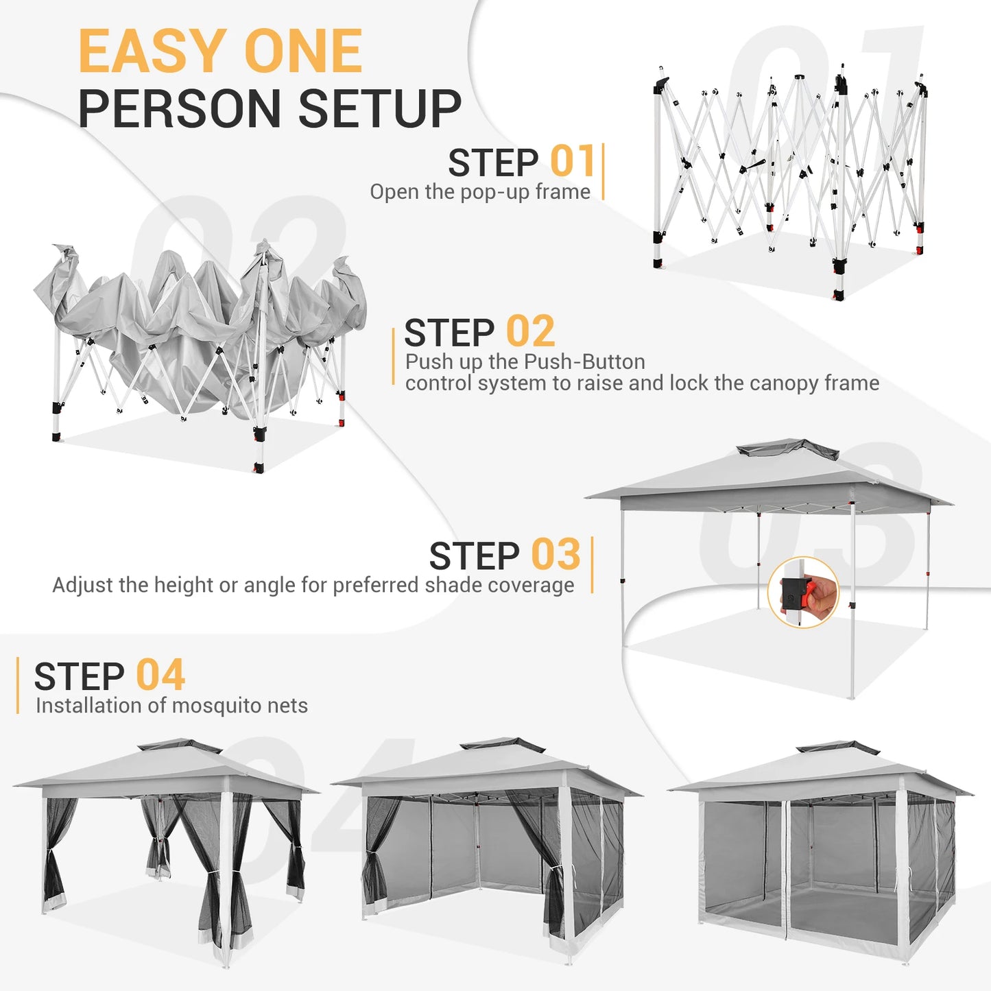 Tooluck Pop Up Gazebo Canopy Tent Outdoor Pavilion Netting