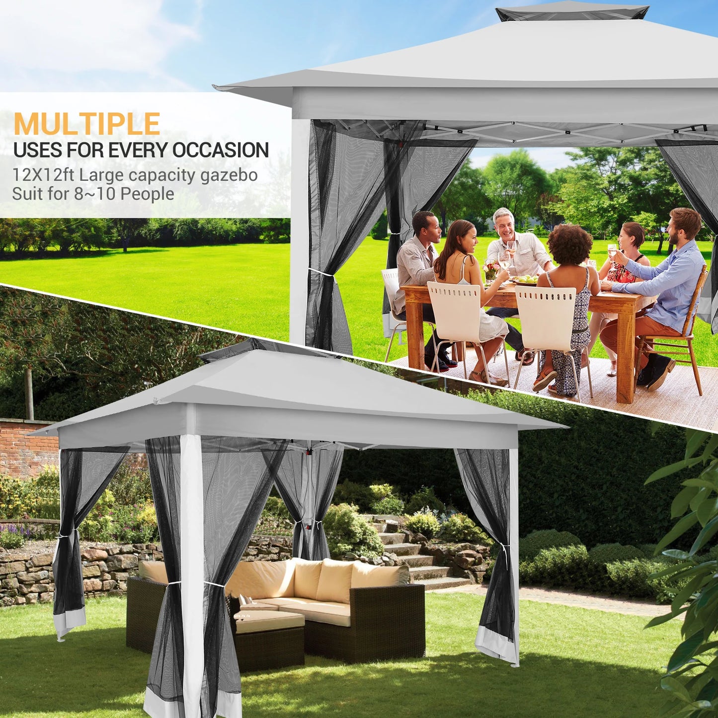Tooluck Pop Up Gazebo Canopy Tent Outdoor Pavilion Netting