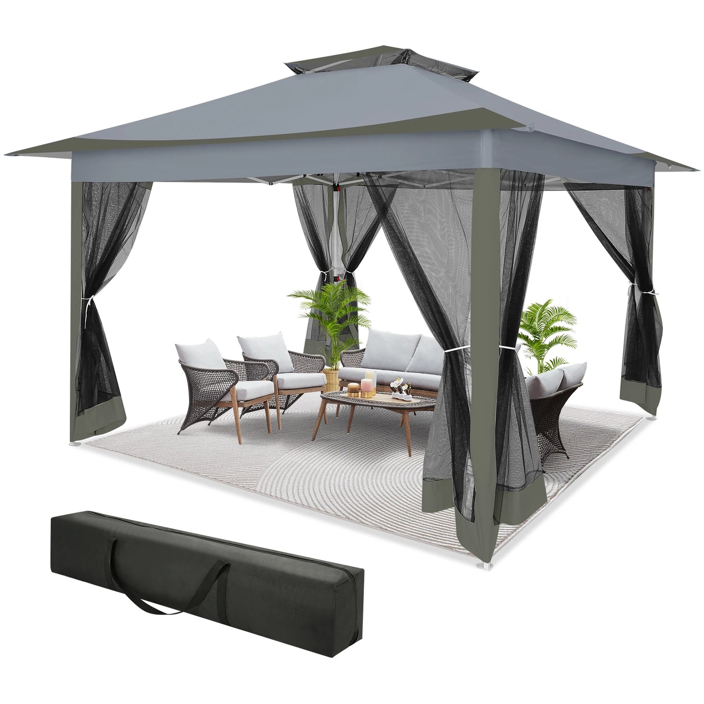 Tooluck Pop Up Gazebo Canopy Tent Outdoor Pavilion Netting