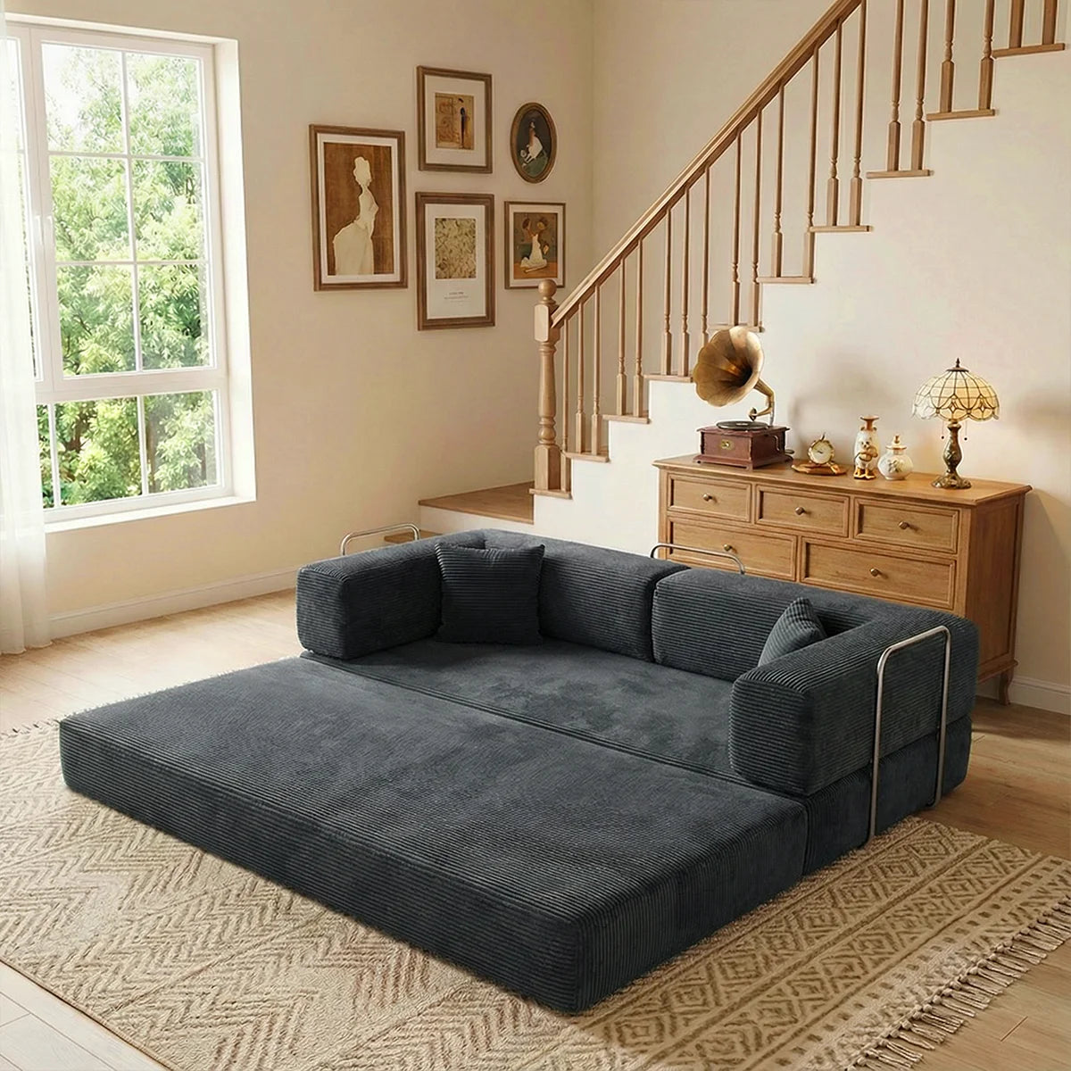 YQzyphyna Futon Sofa Bed 4 In 1 Convertible Couch For Living Room