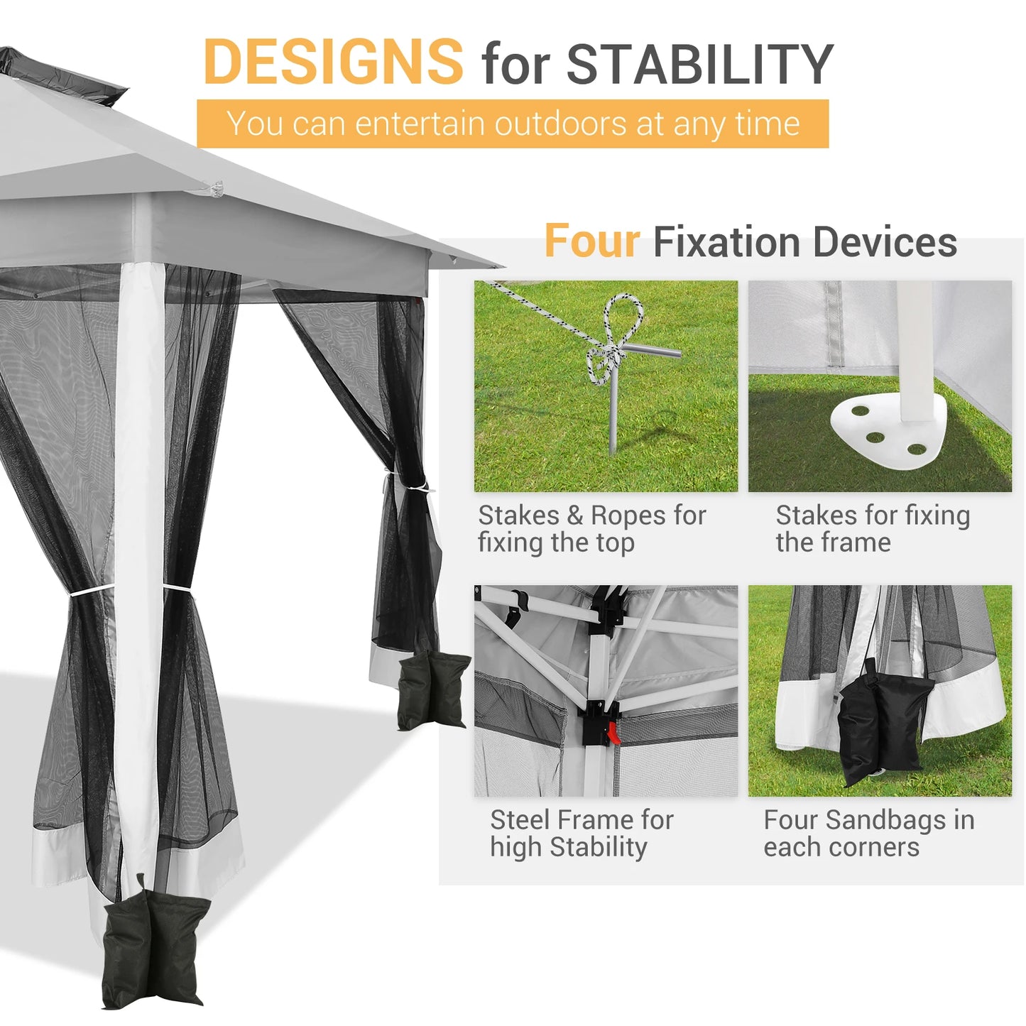 Tooluck Pop Up Gazebo Canopy Tent Outdoor Pavilion Netting