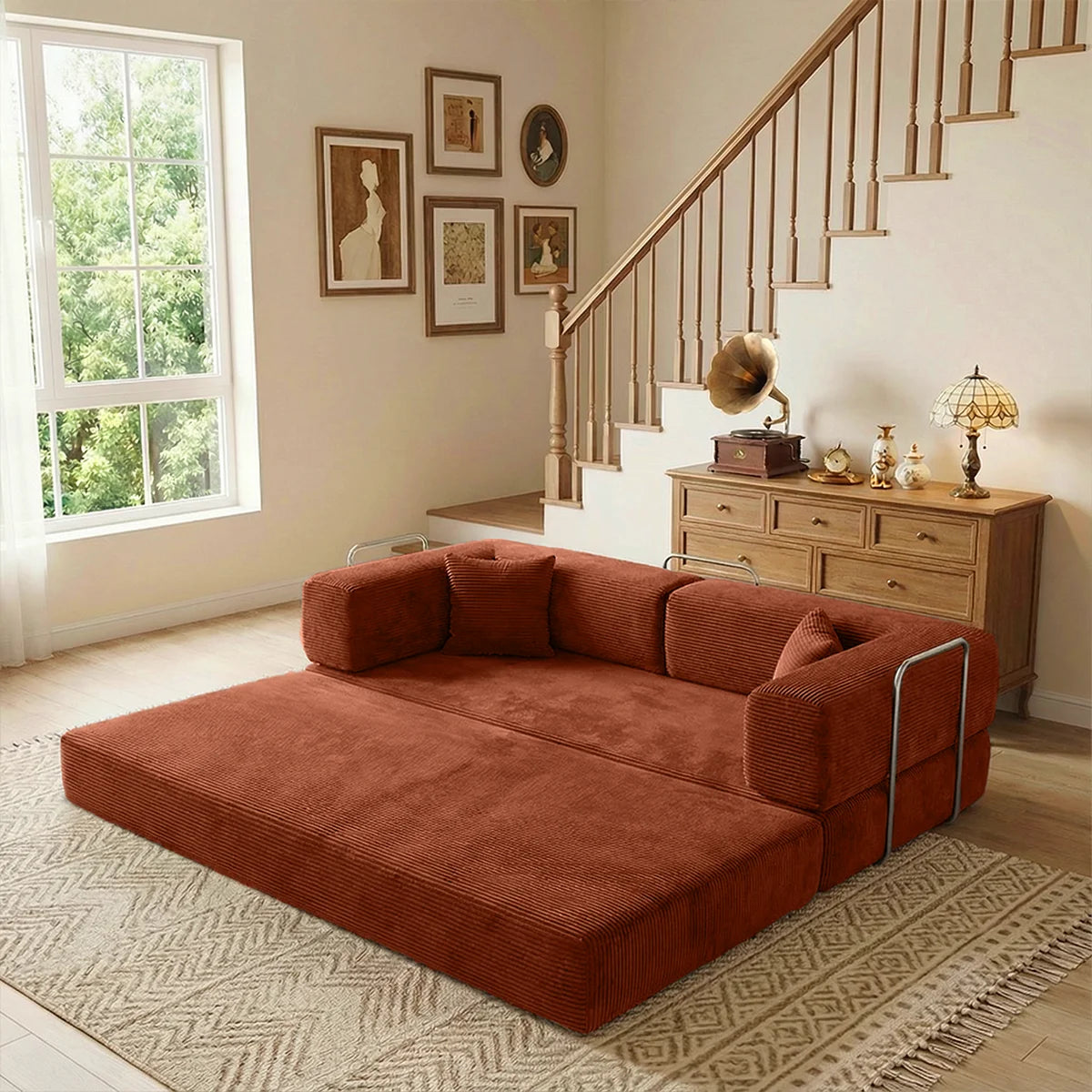YQzyphyna Futon Sofa Bed 4 In 1 Convertible Couch For Living Room