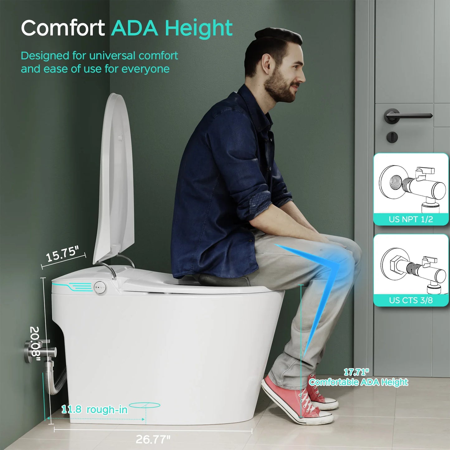 Smart Toilet With Bidet Built In Auto Deodorization Voice Control
