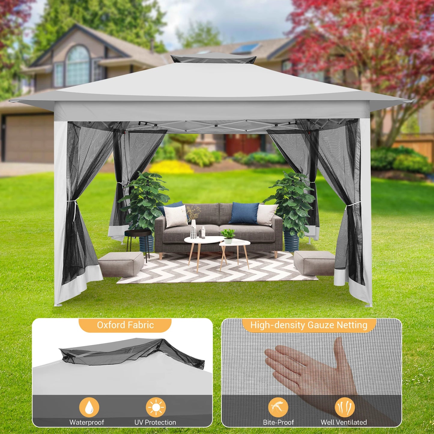 Tooluck Pop Up Gazebo Canopy Tent Outdoor Pavilion Netting