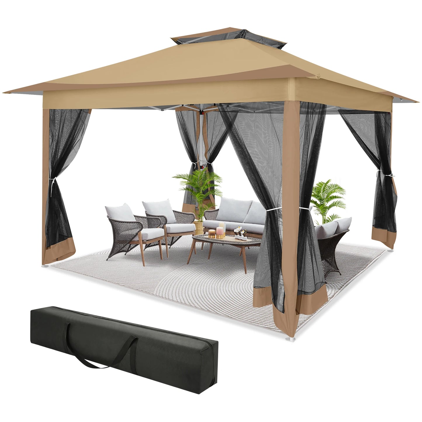 Tooluck Pop Up Gazebo Canopy Tent Outdoor Pavilion Netting