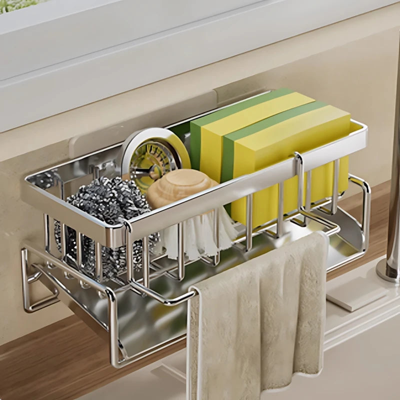 Over-Sink Kitchen Organizer Sponge Holder And Drying Rack