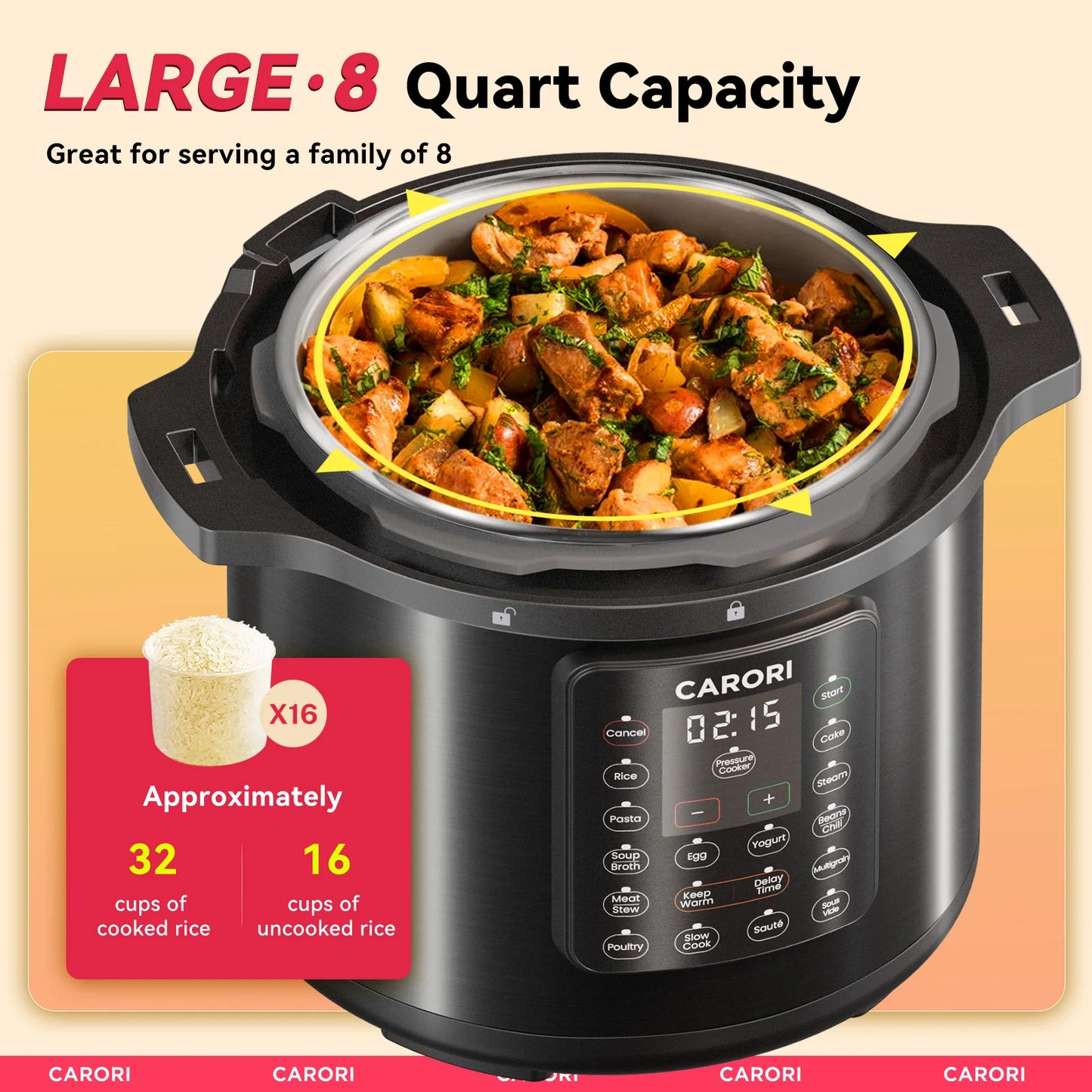 Carori 1200W 12-In-1 Electric Pressure Cooker