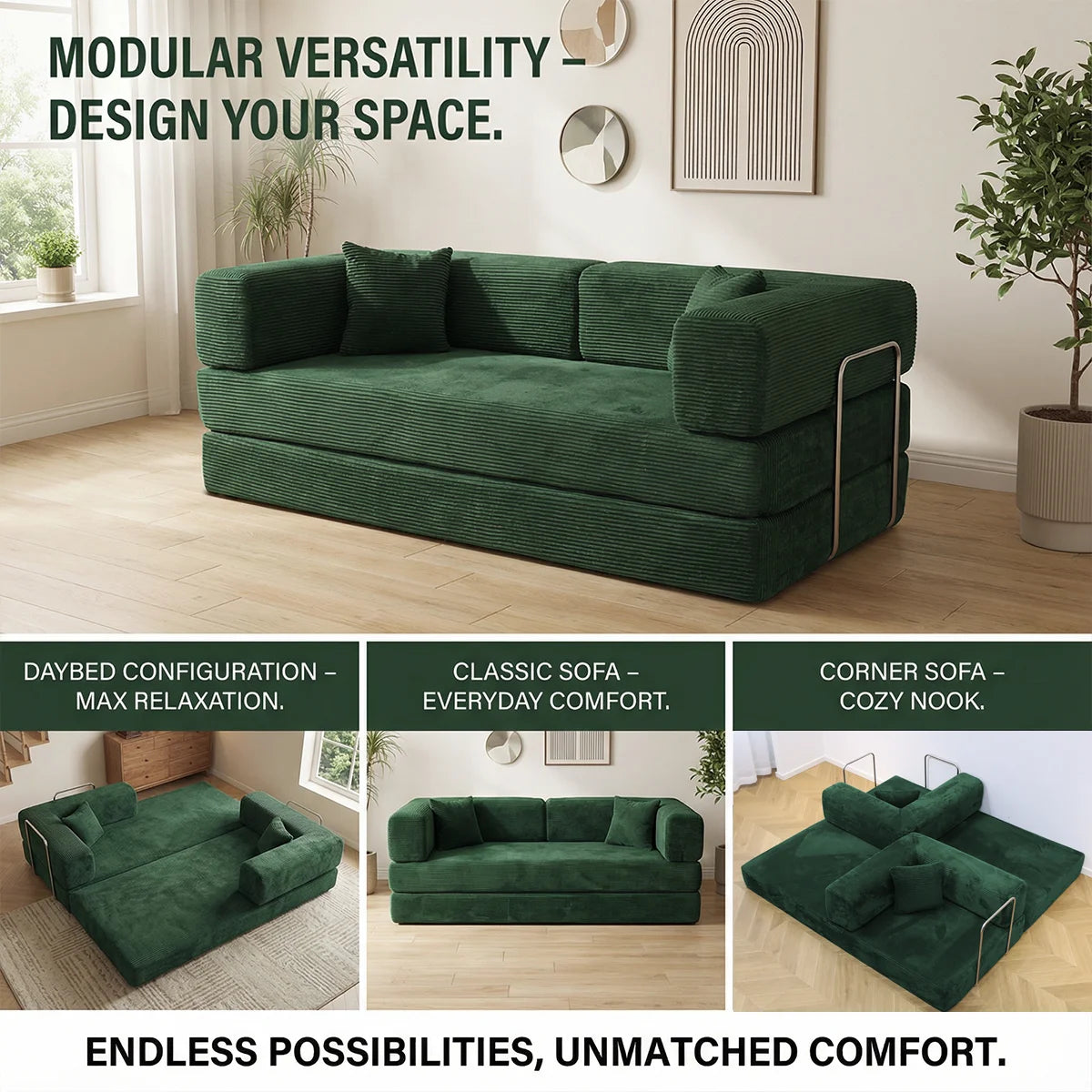 YQzyphyna Futon Sofa Bed 4 In 1 Convertible Couch For Living Room