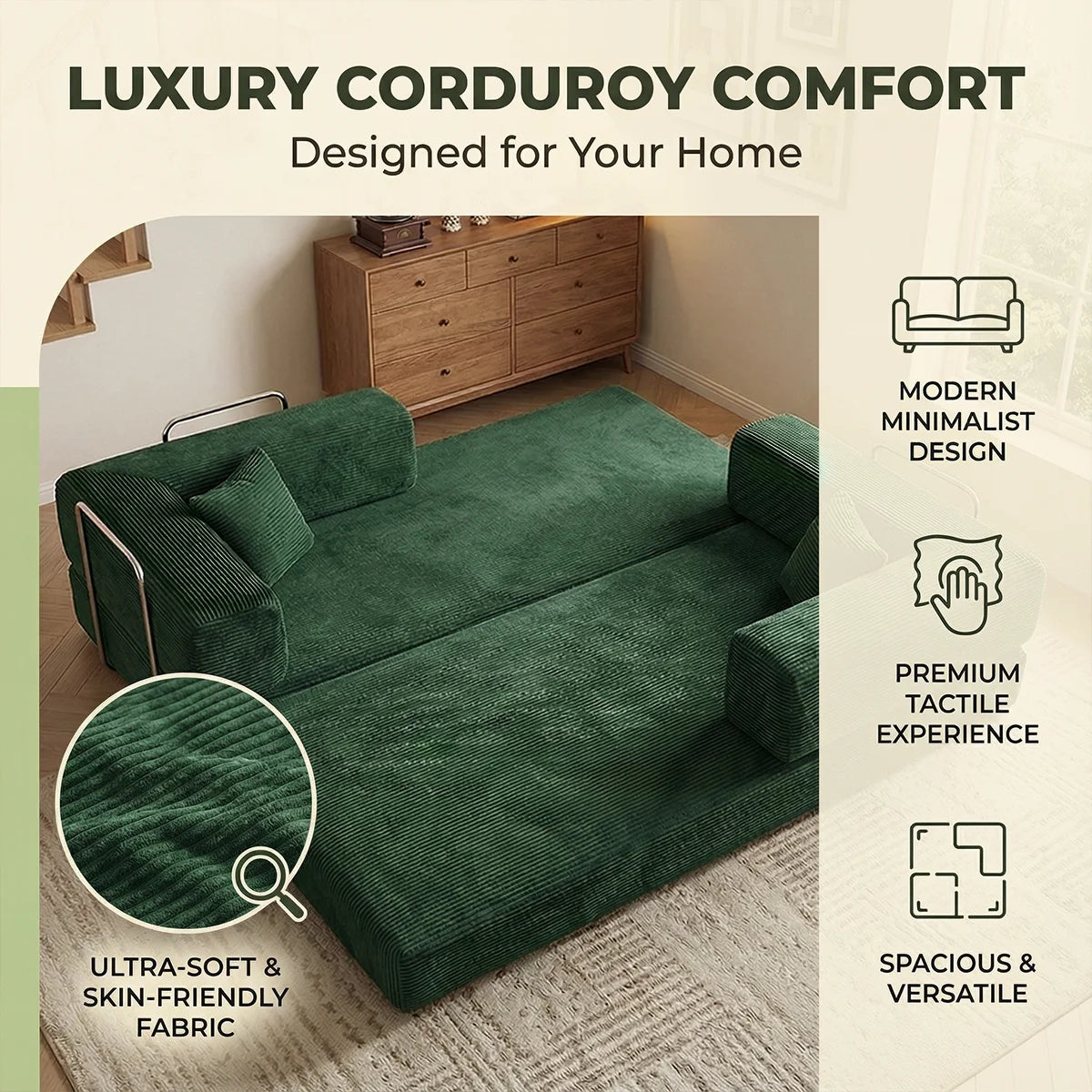 YQzyphyna Futon Sofa Bed 4 In 1 Convertible Couch For Living Room