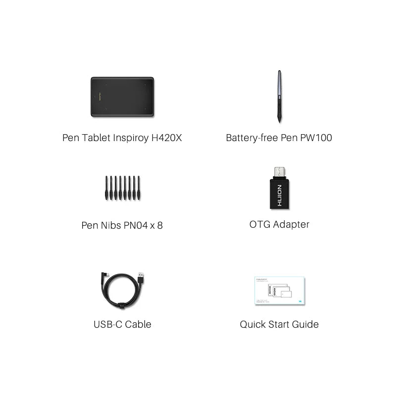 Huion H420X Graphics Drawing Tablet With Battery Free Pen