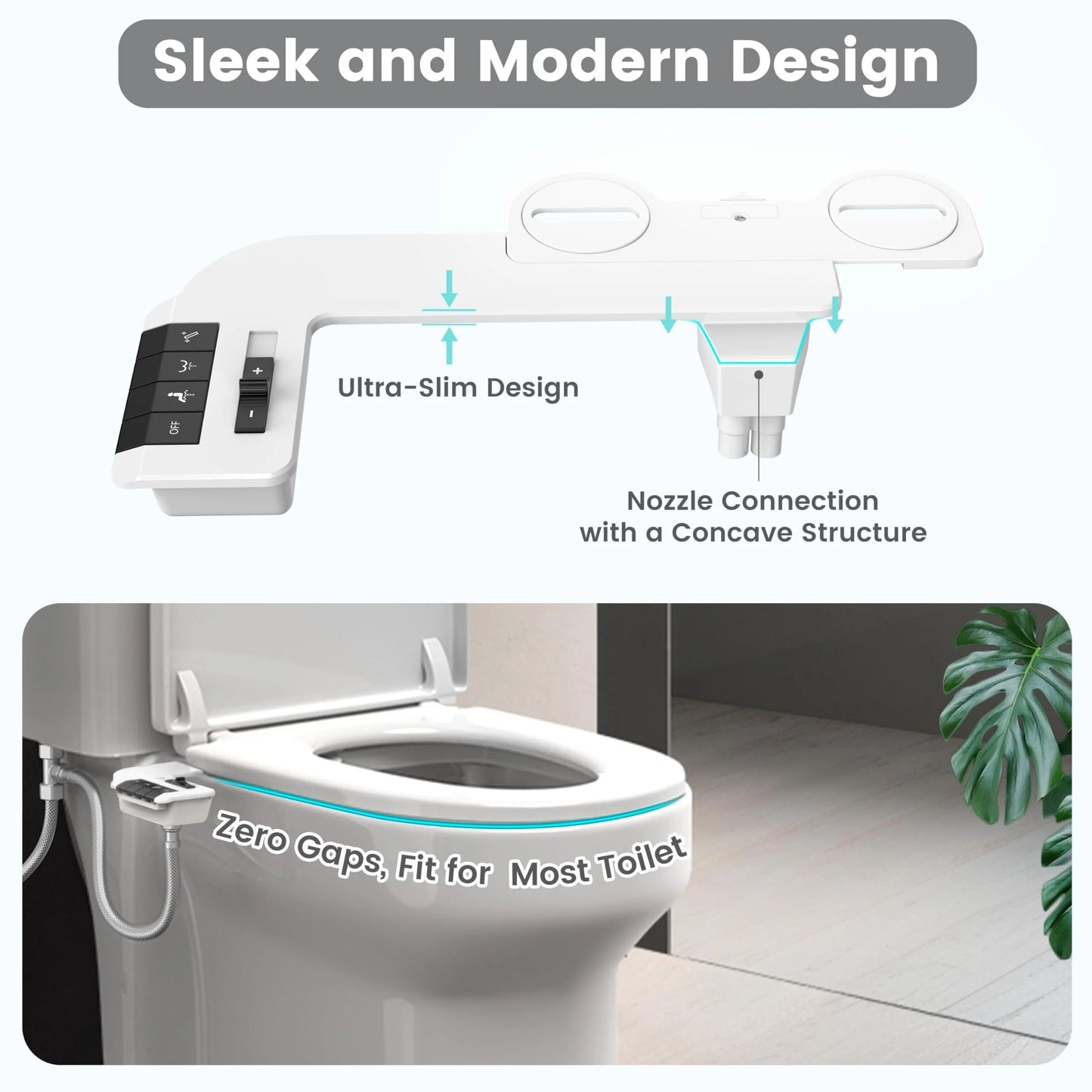 Bidet Attachment For Toilet Dual Nozzle Adjustable Water Pressure