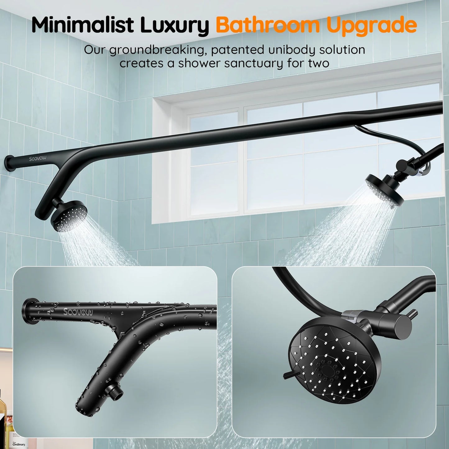 Stainless Steel Dual Shower Head System For Couples
