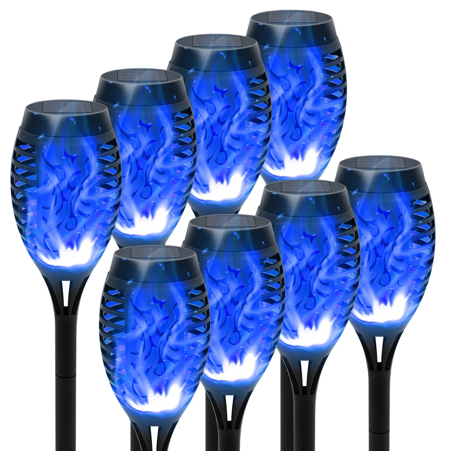 Solar Torch Lights Waterproof 8 Pack Flickering Flame Garden Decor