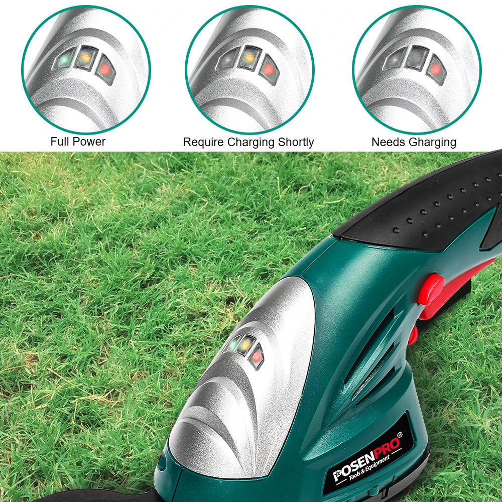 Posenpro Cordless 7.2V Hedge and Grass Trimmer 2 In 1