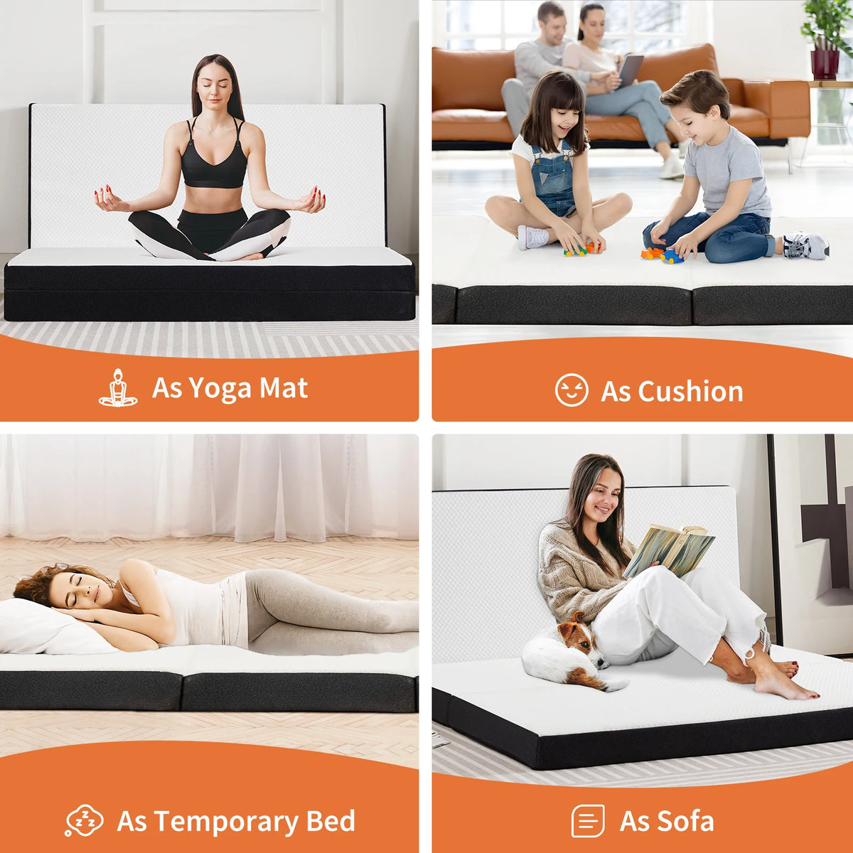 JHK Tri Fold Memory Foam Mattress With Washable Cover