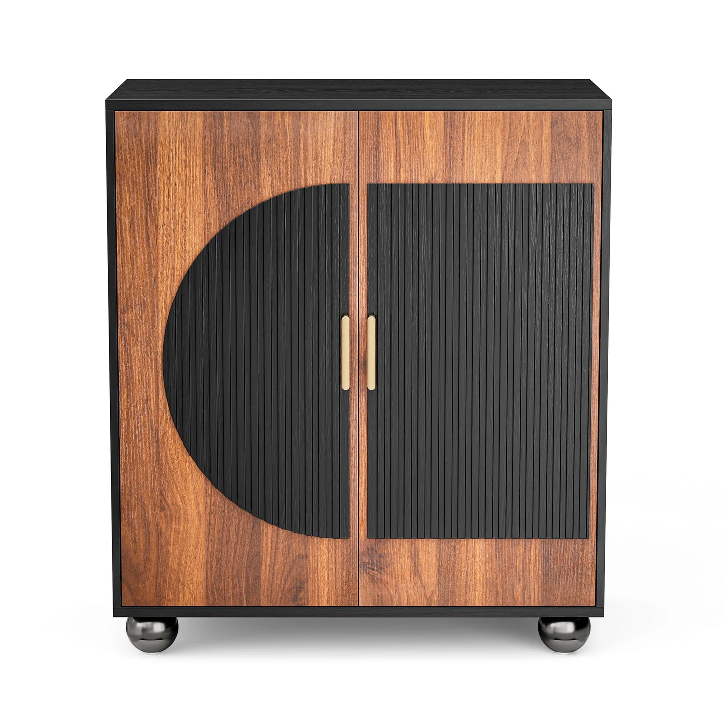 Modular Fluted Credenza Buffet Cabinet With Storage Mid Century Modern
