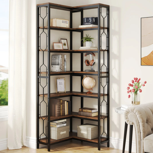 Tribesigns Seven Tier Corner Shelf Industrial Etagere Bookcase