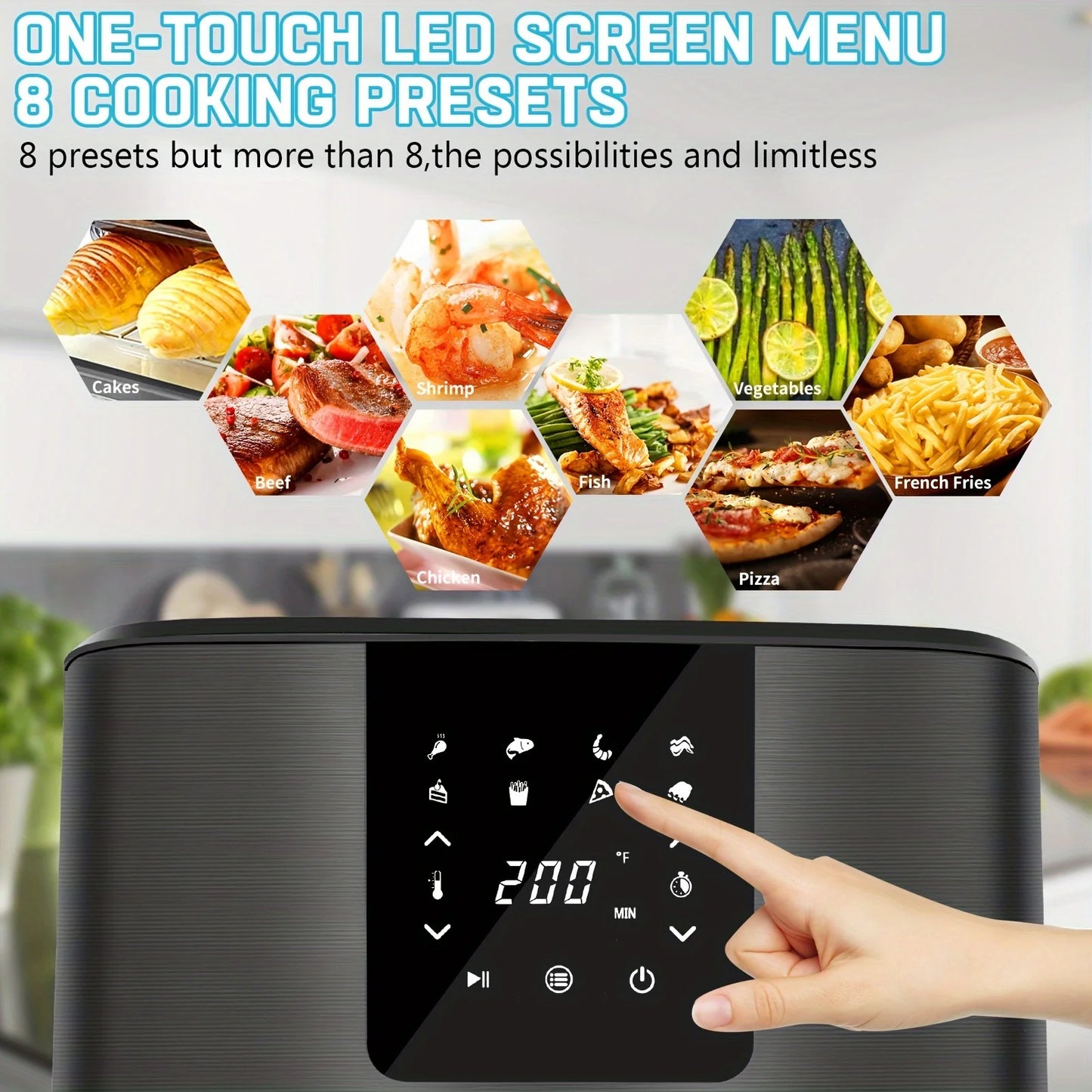 KitCook Air Fryer With Digital Touch Screen And 8 Presets