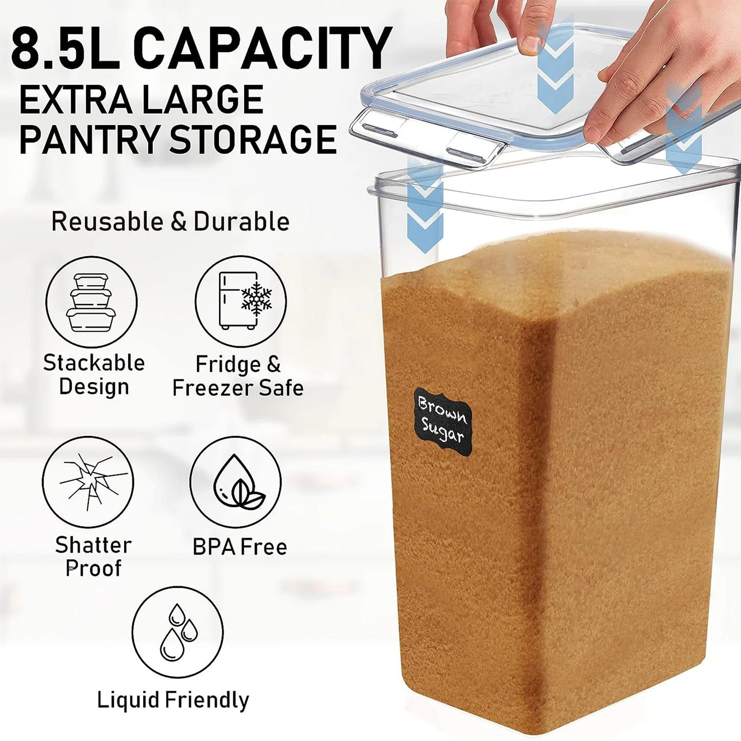 Airtight Food Storage Canisters Two Pack For Flour Sugar Pantry