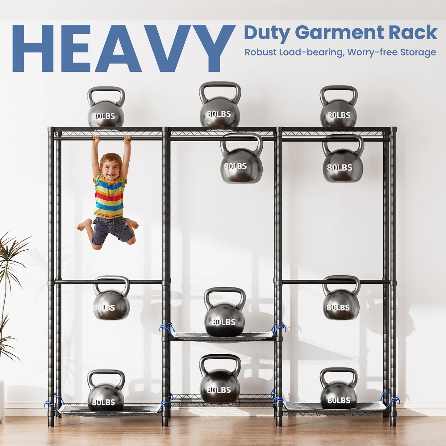 Freestanding Heavy Duty Clothes Rack Organizer For Wardrobe