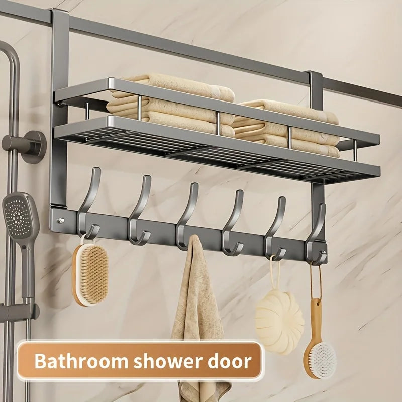 Multifunctional Over The Door Metal Storage Rack For Kitchen Bathroom