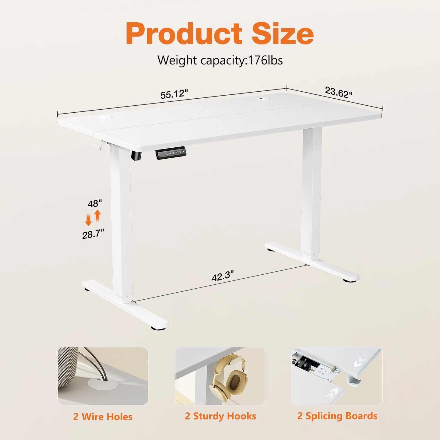 JHK Ergonomic Electric Standing Desk Height Adjustable Computer Desk