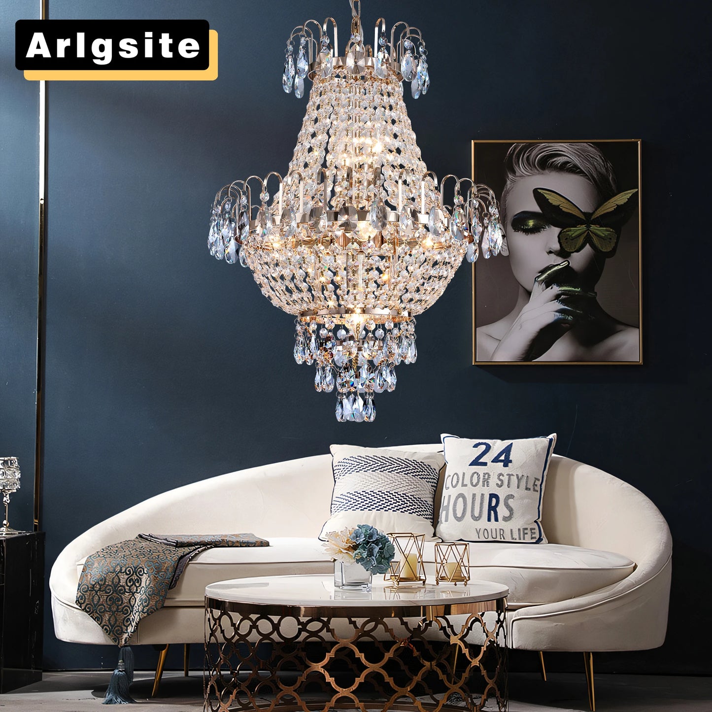 ARLGSITE European Style Crystal Chandelier 7 Light Fixture