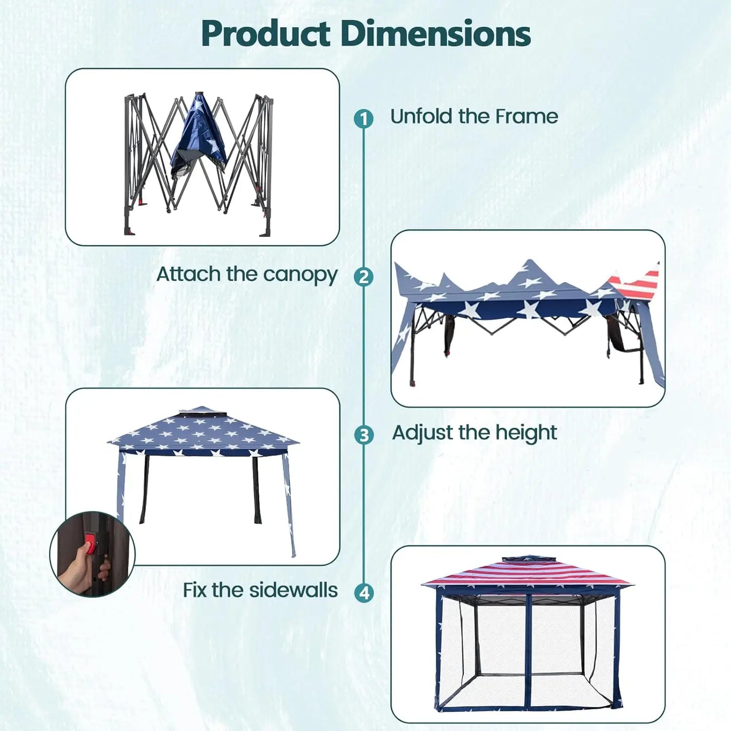 Pop Up Gazebo Canopy Shelter With Mesh Netting Sidewalls