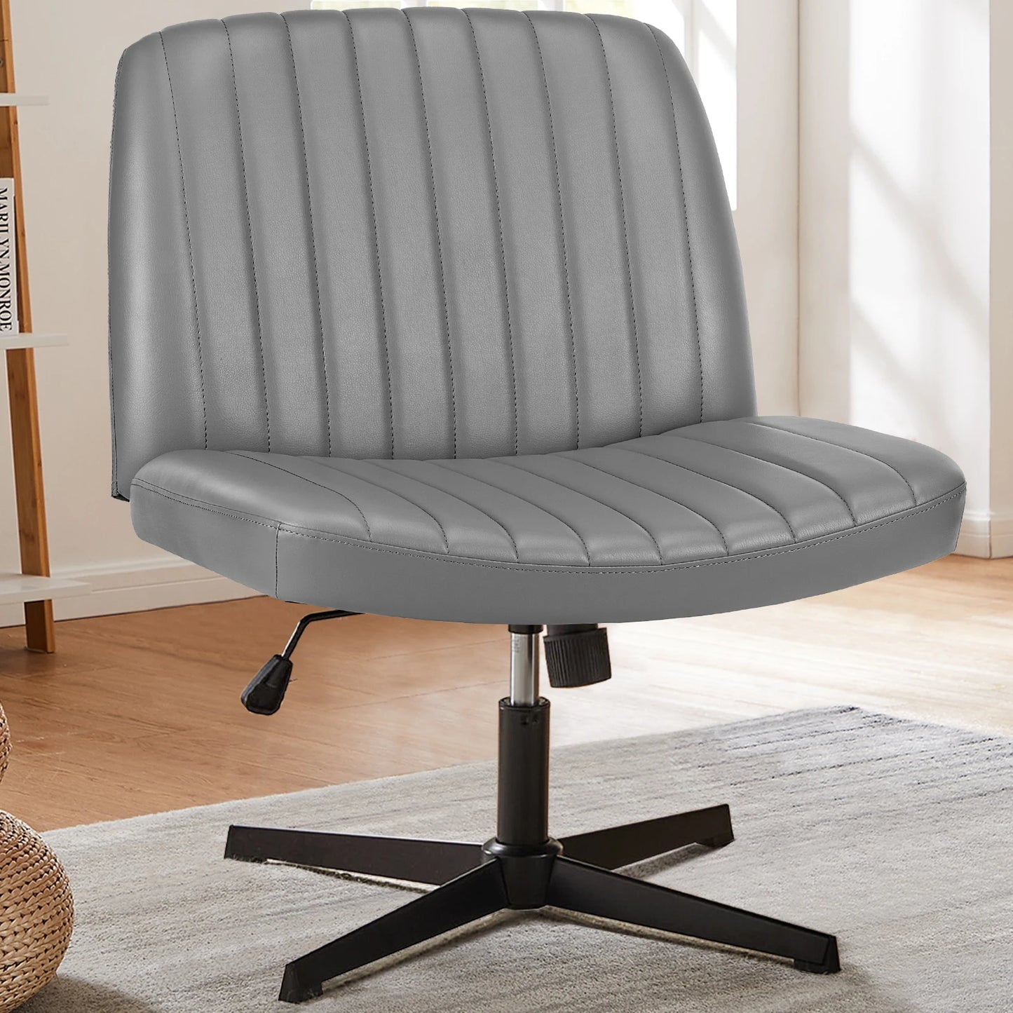 JHK Cross Legged Office Chair Rocking Swivel Adjustable Fabric Task Chair