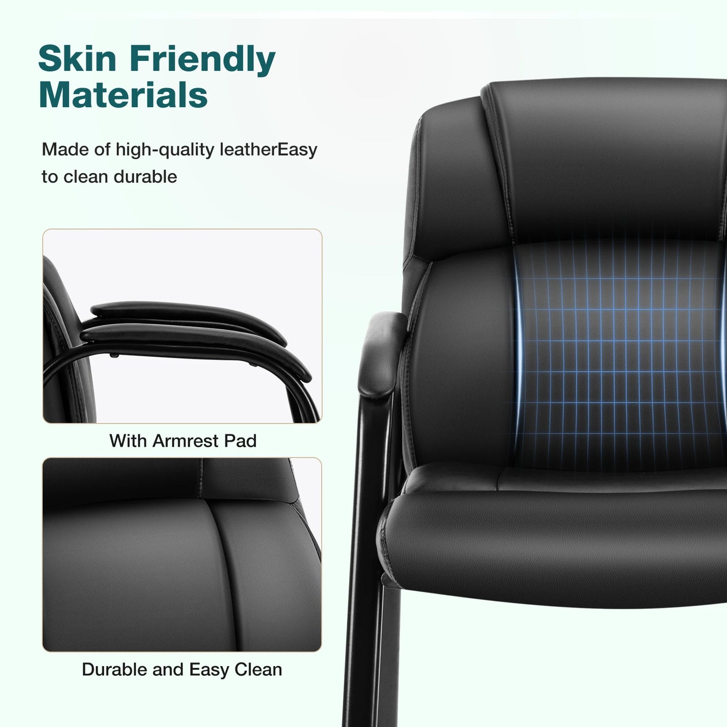 JHK Leather Waiting Room Cushioned Arm Office Guest Chair