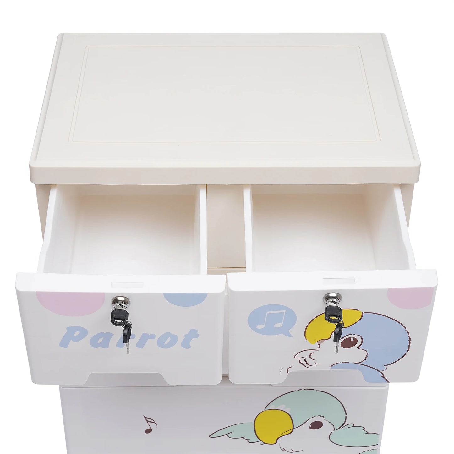 Modern Rolling Plastic Dresser Storage Cabinet With Lock 6 Drawers