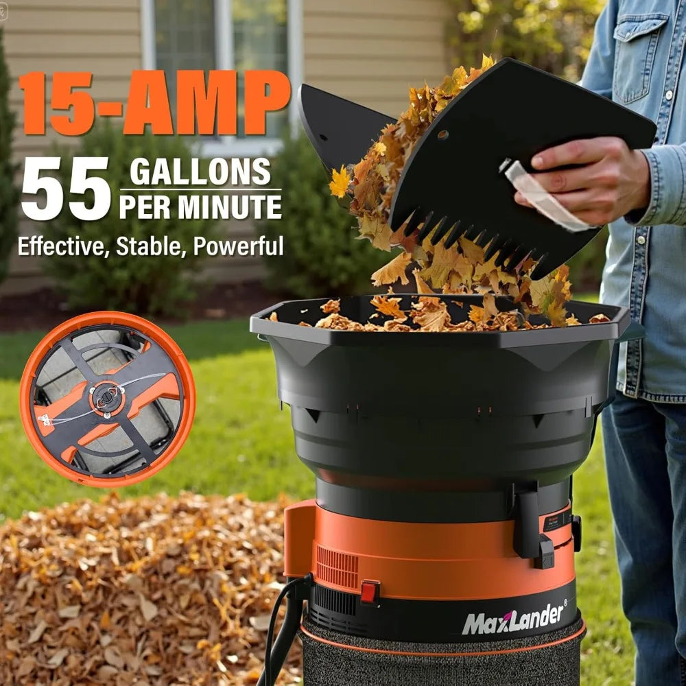 Electric Leaf Mulcher Shredder 15A 8400 RPM 18 To 1